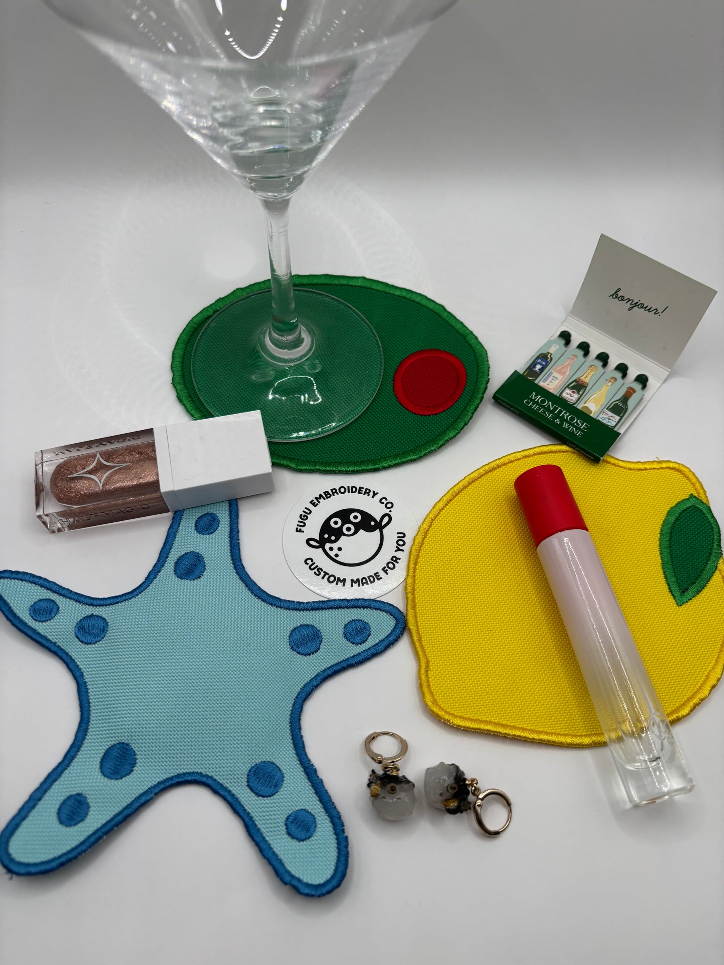 Embroidered Contour Drink Coasters