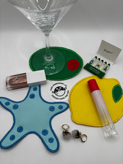 Embroidered Contour Drink Coasters