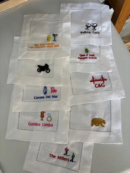 Personalized Linen Cocktail Napkins